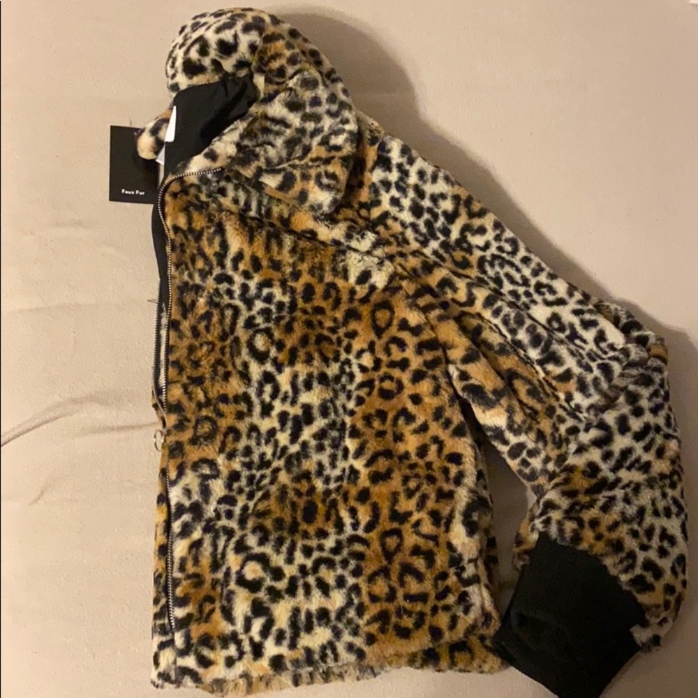 Nine West Cheetah Faux Fur Jacket - LG - NEW